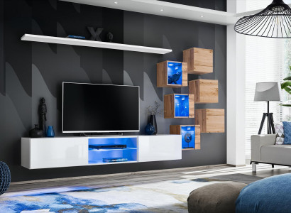 Neu Komplett Set 8tlg Wandschrank Luxus Sideboard TV-Ständer Wand Regale